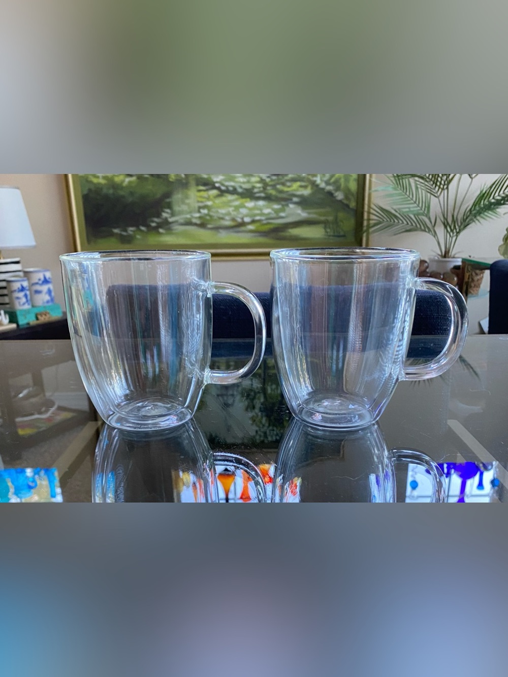 Set of 2 Bodum Bistro 10 oz. Double Wall Clear Glass Mugs